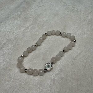 Elegant Silver and White Beaded Bracelet